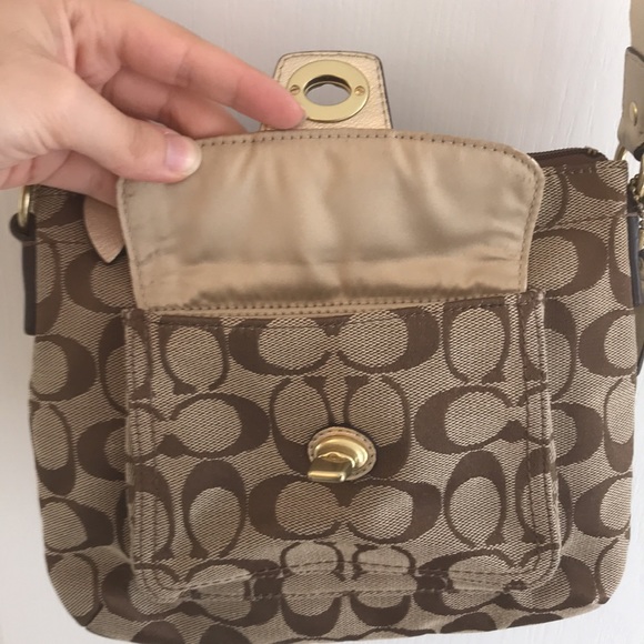 Coach Brown / Tan Signature Crossbody Bag - Picture 10 of 13